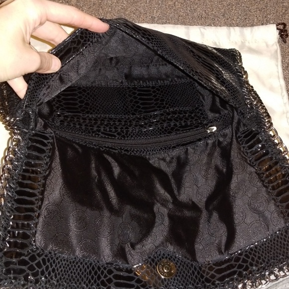 Michael Kors Chelsea Python Embossed Clutch Black - Picture 7 of 8